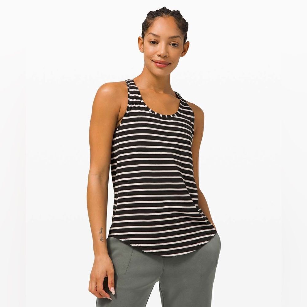 Lululemon Love Tank *Pleated Yachtie Stripe Black Chrome